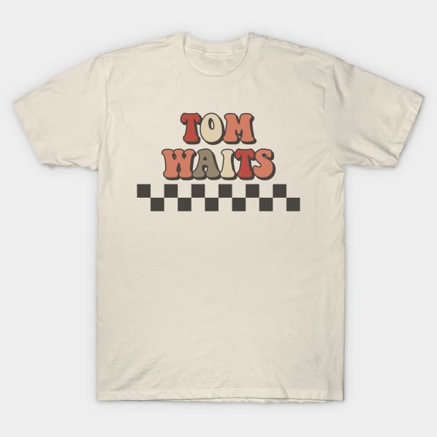 Tom Waits Checkered Retro Groovy Style T-Shirt by Lucas Bearmonster